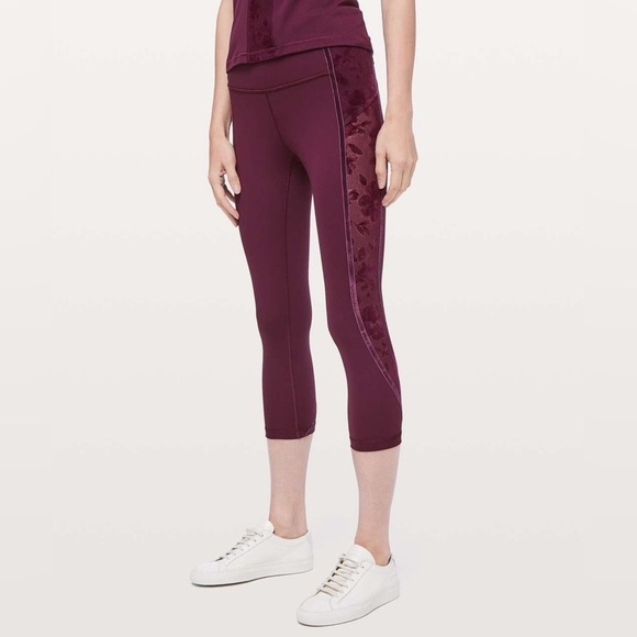 Lululemon Wunder Under Crop High-Rise 21" Scatter Floral Dark Adobe Dark Adobe 8 - Picture 2 of 9